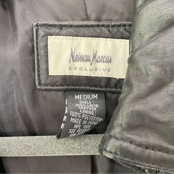 NWOT Neiman Marcus Lamb Leather Moto Jacket - Picture 3 of 5
